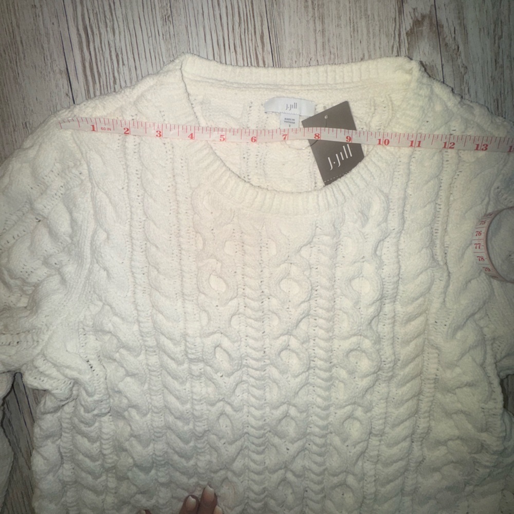NWT J.Jill Chenille Cable Knit Sweater Pullover Cozy Fall Sweater in Bone S - Picture 9 of 13